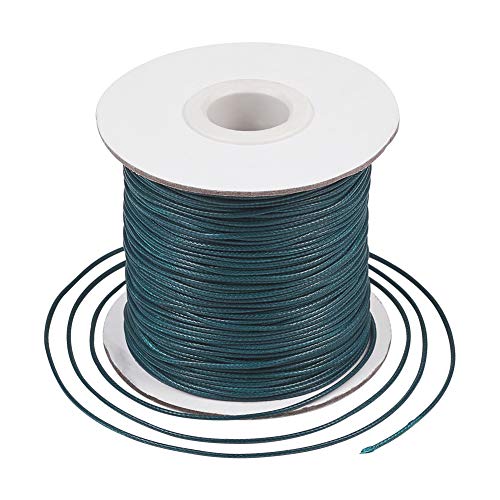 Craftdady 80 Yards/Rolle, 1 mm, rund, gewachst, Polyesterschnur, Perlenschnur, Spule für Schmuckherstellung, Blaugrün von Craftdady