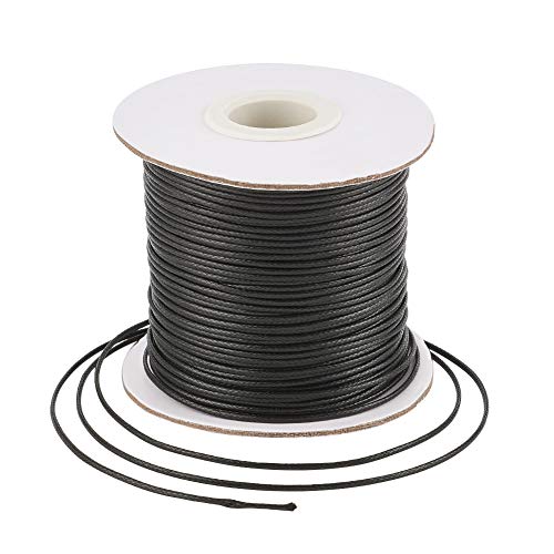 Craftdady 80 Yards/Rolle, 1 mm schwarze, gewachste Polyesterschnur, Perlenschnur, chinesische Knotenschnur, geflochtener Faden für Makramee-Armbänder, Schmuckherstellung von Craftdady