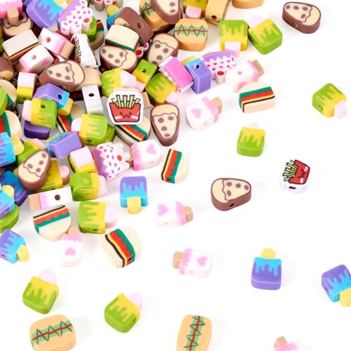 Craftdady 80 g süße Lebensmittel-Thema, handgefertigte Polymer-Ton-Perlen, 6–11 mm, sortiert, Cartoon-Dessert-Perlen, Kuchen, französische Eiscreme-Perlen für Armbänder, Schmuckherstellung, DIY Craftdady 80 g süße Lebensmittel-Thema, handgefertigte Polymer-Ton-Perlen, 6–11 mm, sortiert, Cartoon-Dessert-Perlen, Kuchen, französische Eiscreme-Perlen für Armbänder, Schmuckherstellung, DIY von Craftdady