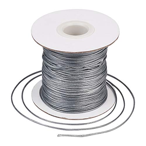 Craftdady Koreanische gewachste Polyesterschnur für Kumihimo Flechtscheibe, Schmuckherstellung, Knotenherstellung, 80 m/Rolle, 1 mm, Grau Craftdady Koreanische gewachste Polyesterschnur für Kumihimo Flechtscheibe, Schmuckherstellung, Knotenherstellung, 80 m/Rolle, 1 mm, Grau von Craftdady