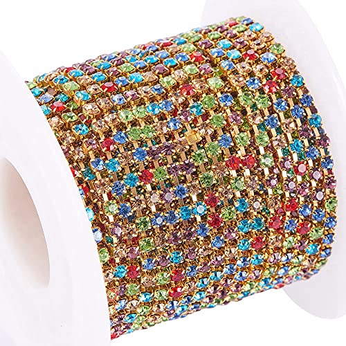 Craftdady 9,1 m lange Strass-Kette, 2 mm, Kristallbesatz, Messing-Klaue, Tasse, Diamantkette für Schmuck, Armband, Basteln, bunt Craftdady 9,1 m lange Strass-Kette, 2 mm, Kristallbesatz, Messing-Klaue, Tasse, Diamantkette für Schmuck, Armband, Basteln, bunt von Craftdady
