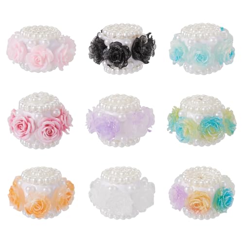 Craftdady 9 Stück Polymer-Ton-Perlen für Stifte, 20 mm, bunte Blumen-Ton-Perlen, dekorative lose Abstandsperlen für DIY-Armbänder, Ohrringe, Schmuckherstellung. von Craftdady