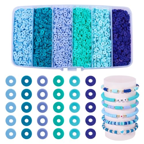 Craftdady Blaue Polymer-Ton-Perlen, 6 mm, handgefertigte Scheibe, flach, rund, Heishi-Abstandshalter für Schmuckherstellung, Basteln, Armband, Halskette, Sommer, Marine, Hängeornament, 5640 Stück Craftdady Blaue Polymer-Ton-Perlen, 6 mm, handgefertigte Scheibe, flach, rund, Heishi-Abstandshalter für Schmuckherstellung, Basteln, Armband, Halskette, Sommer, Marine, Hängeornament, 5640 Stück von Craftdady