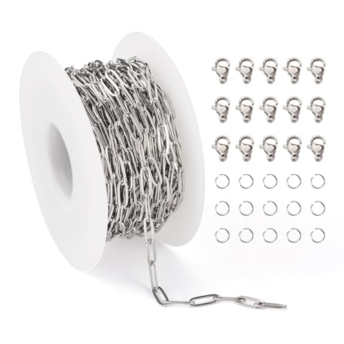 Craftdady Büroklammerketten, Edelstahl, Schmuckherstellung, Ketten-Set mit Verschlüssen, Biegeringen, Kabelkette für DIY-Halsketten, Armbänder, Handwerk, 10 m Craftdady Büroklammerketten, Edelstahl, Schmuckherstellung, Ketten-Set mit Verschlüssen, Biegeringen, Kabelkette für DIY-Halsketten, Armbänder, Handwerk, 10 m von Craftdady