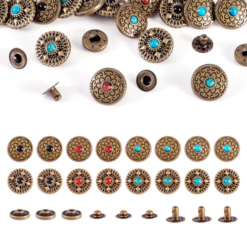 Craftdady Dekorative Nieten aus Legierung, mit Schrauben, flach, rund, Türkis-Optik, Vintage-Stil, Verschluss für Geldbörse, Taschen, Leder, Handwerk, Dekoration, bronzefarben, 16 Sets Craftdady Dekorative Nieten aus Legierung, mit Schrauben, flach, rund, Türkis-Optik, Vintage-Stil, Verschluss für Geldbörse, Taschen, Leder, Handwerk, Dekoration, bronzefarben, 16 Sets von Craftdady