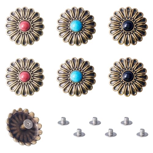 Craftdady Dekorative Nieten im tibetischen Stil, Legierung, Antik-Bronze, flache Blume, Legierung, Schnalle, Gänseblümchen, Edelstein, Metallknöpfe, 29,5 x 11 mm, für Geldbörsen, Taschen Craftdady Dekorative Nieten im tibetischen Stil, Legierung, Antik-Bronze, flache Blume, Legierung, Schnalle, Gänseblümchen, Edelstein, Metallknöpfe, 29,5 x 11 mm, für Geldbörsen, Taschen von Craftdady