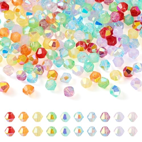 Craftdady Facettierte Doppelkegel-Glasperlen, Doppelkegel-Perlen, AB-farbig, 10 Farben, Abstandshalter für Schmuck, Armbänder, Handybänder, 400 Stück Craftdady Facettierte Doppelkegel-Glasperlen, Doppelkegel-Perlen, AB-farbig, 10 Farben, Abstandshalter für Schmuck, Armbänder, Handybänder, 400 Stück von Craftdady