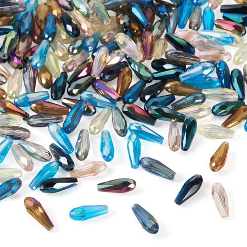 Craftdady Facettierte Glasperlen in Tropfenform, galvanisiert, lose Abstandshalter, Perlen, für DIY-Ohrringe, Halsketten, Schmuckherstellung, 15 x 6 mm, 8 Farben, 160 Stück Craftdady Facettierte Glasperlen in Tropfenform, galvanisiert, lose Abstandshalter, Perlen, für DIY-Ohrringe, Halsketten, Schmuckherstellung, 15 x 6 mm, 8 Farben, 160 Stück von Craftdady