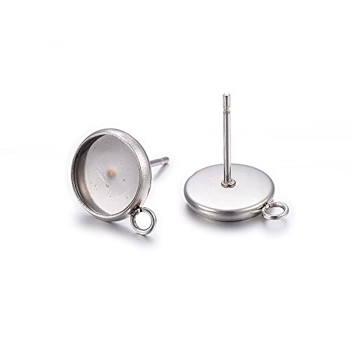 Craftdady Flache runde Ohrstecker mit Schlaufe, Edelstahl, blanko, 12 mm, Cabochon-Fassung, 100 Stück Craftdady Flache runde Ohrstecker mit Schlaufe, Edelstahl, blanko, 12 mm, Cabochon-Fassung, 100 Stück von Craftdady