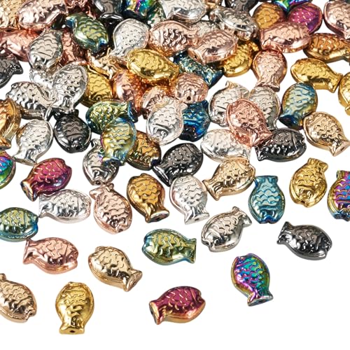 Craftdady Galvanisierte Glasperlen, Fische, handgefertigt, bunt, Armband, Schlüsselanhänger, Perlen, lose Abstandshalter, 15 x 10 mm, für Bastelarbeiten, Halsketten, Schmuckherstellung, 100 Stück Craftdady Galvanisierte Glasperlen, Fische, handgefertigt, bunt, Armband, Schlüsselanhänger, Perlen, lose Abstandshalter, 15 x 10 mm, für Bastelarbeiten, Halsketten, Schmuckherstellung, 100 Stück von Craftdady