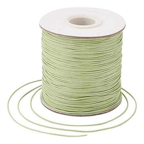 Craftdady 185 Yards 0,5 mm geflochtene gewachste Polyesterschnur Schnur DIY Schmuck Handwerk Makramee Herstellung Perlenfaden Seil mit Spule, Hellgrün von Craftdady