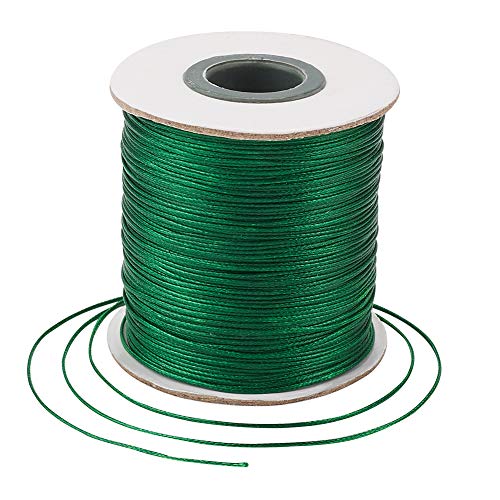 Craftdady Geflochtene, gewachste Schnur, 0,5 mm, Kunstleder, Polyester, gewachst, für selbstgemachte Halsketten, Armbänder, Schmuckherstellung, 180 m, Grün von Craftdady