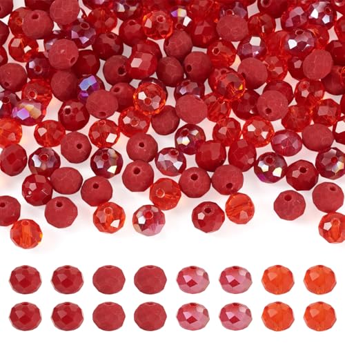 Craftdady Glas-Kristallperlen, 8 mm, facettierte Rondelle-Abstandshalter, rote Bastelperlen für Armbänder, Halsketten, Ohrringe, Schmuckherstellung, 200 Stück Craftdady Glas-Kristallperlen, 8 mm, facettierte Rondelle-Abstandshalter, rote Bastelperlen für Armbänder, Halsketten, Ohrringe, Schmuckherstellung, 200 Stück von Craftdady