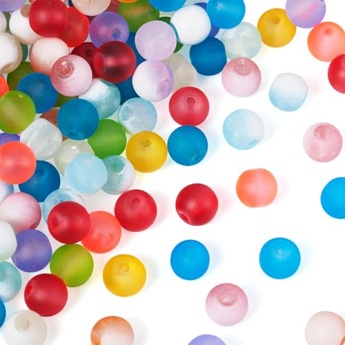 Craftdady Glasperlen, mattiert, rund, 8 mm, transparent, Farbverlauf, bunte Mini-Kristallperlen für Perlen, Schmuckherstellung, Armband, Basteln, 280 Stück Craftdady Glasperlen, mattiert, rund, 8 mm, transparent, Farbverlauf, bunte Mini-Kristallperlen für Perlen, Schmuckherstellung, Armband, Basteln, 280 Stück von Craftdady