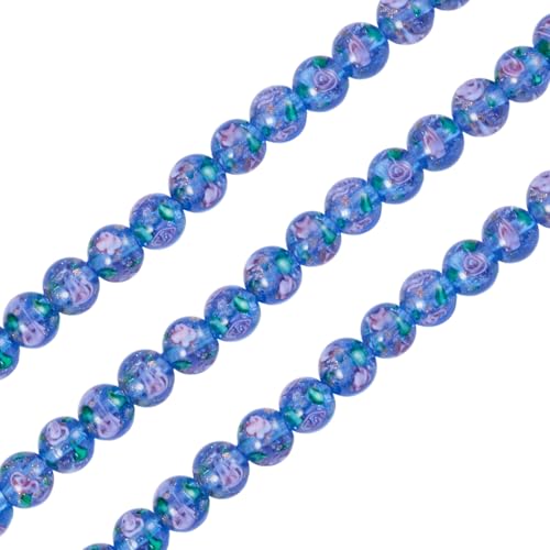 Craftdady Glasperlen in Blumenform, 10 mm, runde Kugeln, lose Perlen für Bastelarbeiten, Armbänder, Halsketten, Schmuckherstellung, 40 Stück, Blau Craftdady Glasperlen in Blumenform, 10 mm, runde Kugeln, lose Perlen für Bastelarbeiten, Armbänder, Halsketten, Schmuckherstellung, 40 Stück, Blau von Craftdady
