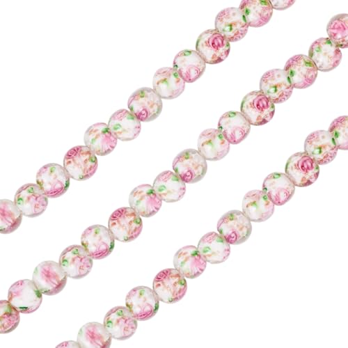 Craftdady Glasperlen mit Blumenmuster, 10 mm, transparent, rund, lose Kugeln, für Bastelarbeiten, Armbänder, Halsketten, Schmuckherstellung, 40 Stück Craftdady Glasperlen mit Blumenmuster, 10 mm, transparent, rund, lose Kugeln, für Bastelarbeiten, Armbänder, Halsketten, Schmuckherstellung, 40 Stück von Craftdady