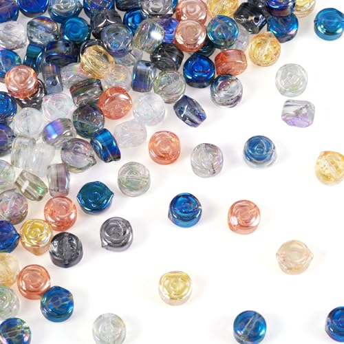 Craftdady Glasperlen mit Rosenblüten, 6 mm, flach, rund, AB-farbbeschichtet, Rosenglasperlen für Damen, Armband, Halskette, Schmuckherstellung, Basteln, 100 Stück Craftdady Glasperlen mit Rosenblüten, 6 mm, flach, rund, AB-farbbeschichtet, Rosenglasperlen für Damen, Armband, Halskette, Schmuckherstellung, Basteln, 100 Stück von Craftdady