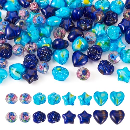 Craftdady Millefiori-Glasperlen in Herzform, rund, handgefertigt, bunt, lose Abstandshalter, blaues Thema, Lampwork-Perlen für selbstgemachte Armbänder, Halsketten, Ohrringe, Schmuck, Handwerk, 80 Craftdady Millefiori-Glasperlen in Herzform, rund, handgefertigt, bunt, lose Abstandshalter, blaues Thema, Lampwork-Perlen für selbstgemachte Armbänder, Halsketten, Ohrringe, Schmuck, Handwerk, 80 von Craftdady
