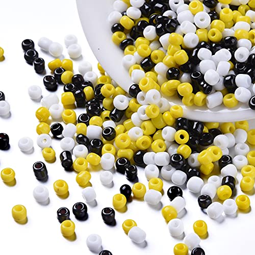 Craftdady Mini-Glas-Rocailles, 3 mm, 8/0, kleine Pony-Perlen, weiß, schwarz, gelb, für Bastelarbeiten, Schmuck, Fingerringe, 6500 Stück Craftdady Mini-Glas-Rocailles, 3 mm, 8/0, kleine Pony-Perlen, weiß, schwarz, gelb, für Bastelarbeiten, Schmuck, Fingerringe, 6500 Stück von Craftdady