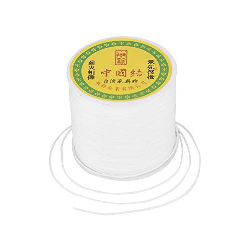 Craftdady 91,4 m, 0,8 mm Nylonschnur, geflochtenes Perlenfaden, chinesisches Knoten, Makramee-Seil, Schnur für DIY-Armbänder, Halsketten, Schmuckherstellung, Weiß von Craftdady