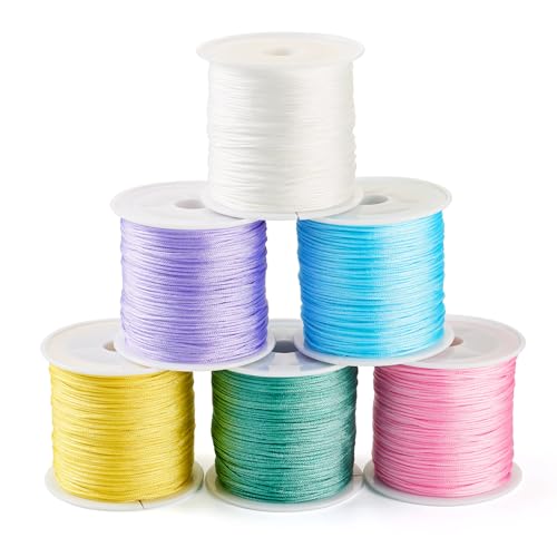 Craftdady Nylonschnur für Perlenarbeiten, 0,8 mm, 6 Farben, Kumihimo-Makramee-Schnur für DIY-Halsketten, Armbänder, Handwerk, Schmuckherstellung, 300 m Craftdady Nylonschnur für Perlenarbeiten, 0,8 mm, 6 Farben, Kumihimo-Makramee-Schnur für DIY-Halsketten, Armbänder, Handwerk, Schmuckherstellung, 300 m von Craftdady