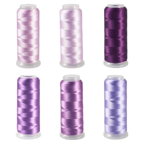 Craftdady Polyester-Stickgarne mit violettem Thema, 0,3 mm, bunt, Allzweck-Nähgarne, Bastelgarn für Handnähmaschine, Quilten, DIY-Schmuckherstellung, 6 Rollen von Craftdady