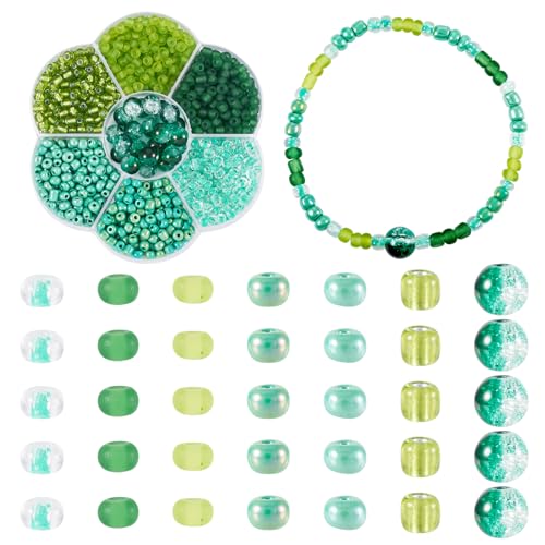 Craftdady Rondelle Glasperlen, Rocailles-Set, runde Glasperlen, Abstandshalter, Mini-Abakusperlen, grün, für Schmuckherstellung, Armband, Halskette, Basteln, 7 Stile, 4 mm/8 mm Craftdady Rondelle Glasperlen, Rocailles-Set, runde Glasperlen, Abstandshalter, Mini-Abakusperlen, grün, für Schmuckherstellung, Armband, Halskette, Basteln, 7 Stile, 4 mm/8 mm von Craftdady