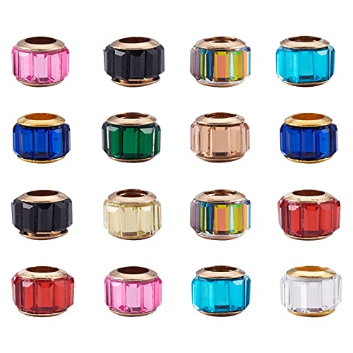 Craftdady Rondelle Glasperlen, europäische Perlen, großes Loch, facettiert, mit Goldkern, 10-10,5 x 7 mm, für Leder, Makramee, Schmuck, Bastelarbeiten, Loch: 5 mm, 100 Stück Craftdady Rondelle Glasperlen, europäische Perlen, großes Loch, facettiert, mit Goldkern, 10-10,5 x 7 mm, für Leder, Makramee, Schmuck, Bastelarbeiten, Loch: 5 mm, 100 Stück von Craftdady