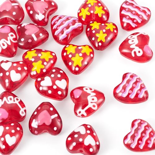 Craftdady Rote Herz-Glasperlen, niedliches Herz, handgezeichnete Perlen, lose Abstandshalter, rotes Armband, handgefertigte Bastelperlen, 14 mm, für DIY-Ohrringe, Halsketten, Schmuckherstellung Craftdady Rote Herz-Glasperlen, niedliches Herz, handgezeichnete Perlen, lose Abstandshalter, rotes Armband, handgefertigte Bastelperlen, 14 mm, für DIY-Ohrringe, Halsketten, Schmuckherstellung von Craftdady