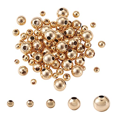 Craftdady Runde Abstandshalter, 18 Karat Gold, 2 ~ 5 mm, goldene Abstandshalter, 5 Größen, glatte kleine Perlen für Schmuck, Perlen, Armbänder, Ohrringe, 210 Stück von Craftdady