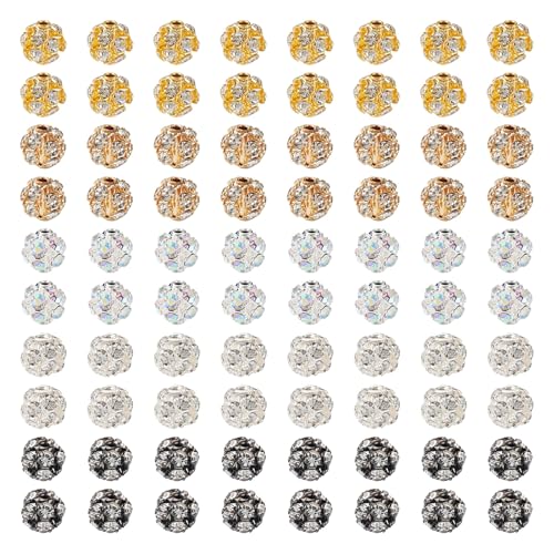 Craftdady Runde Messing-Strassperlen für Schmuckherstellung, 6 mm, glänzende runde Kristall-Discoperlen, Diamantkugel-Abstandshalter für Bastelarbeiten, Armbänder, Ohrringstifte, 100 Stück von Craftdady