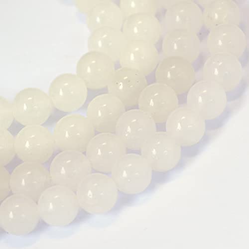 Craftdady Runde Perlenstränge aus natürlicher weißer Jade, 10 mm, poliert, lose Abstandshalter, Perlen für selbstgemachte Halsketten, Armbänder, Schmuckherstellung, 36 Stück von Craftdady