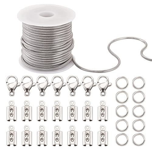 Craftdady Runde Schlangenkette aus Edelstahl, mit Biegering, Karabinerverschluss, Ketten, zum Basteln, für Männer und Frauen, Halsketten, Schmuckherstellung Craftdady Runde Schlangenkette aus Edelstahl, mit Biegering, Karabinerverschluss, Ketten, zum Basteln, für Männer und Frauen, Halsketten, Schmuckherstellung von Craftdady