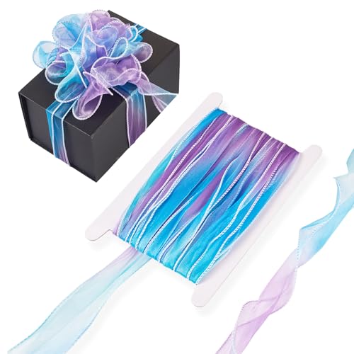 Craftdady Schillernde Polyesterbänder, 55 mm, schimmerndes Band, Farbverlauf, gewellt, Chiffon, Tüllbänder, mittelviolett, für selbstgemachte dekorative Kleidung, Geschenkverpackungen, 10 m Craftdady Schillernde Polyesterbänder, 55 mm, schimmerndes Band, Farbverlauf, gewellt, Chiffon, Tüllbänder, mittelviolett, für selbstgemachte dekorative Kleidung, Geschenkverpackungen, 10 m von Craftdady