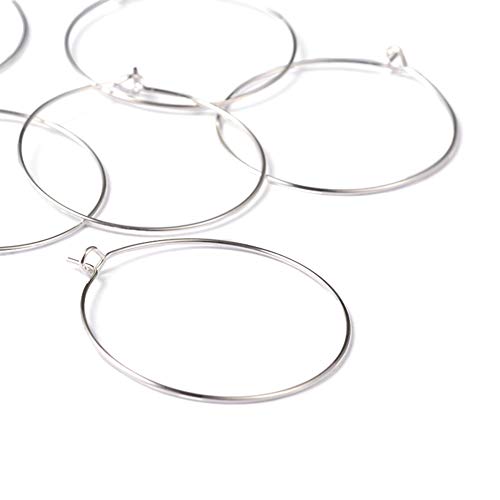 Craftdady Silberne runde Kreolen, 14 mm, für Weinglas-Charms, Perlen-Reifen für DIY-Schmuckherstellung, 100 Stück Craftdady Silberne runde Kreolen, 14 mm, für Weinglas-Charms, Perlen-Reifen für DIY-Schmuckherstellung, 100 Stück von Craftdady