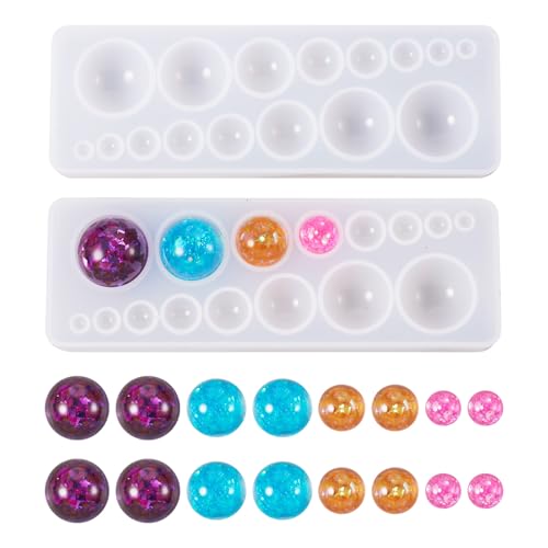 Craftdady Silikonform für Cabochon-Edelsteine, runde Perlen, Harzgussform für Epoxidharz, UV-Harz, DIY, Handwerk, Anhänger, Ohrringe, Schlüsselanhänger, Schmuckherstellung, 4–22 mm, 5 Stück Craftdady Silikonform für Cabochon-Edelsteine, runde Perlen, Harzgussform für Epoxidharz, UV-Harz, DIY, Handwerk, Anhänger, Ohrringe, Schlüsselanhänger, Schmuckherstellung, 4–22 mm, 5 Stück von Craftdady