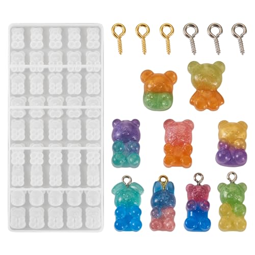 Craftdady Silikonform für Gummibärchen, Kunstharz, Schmuck, künstliche Süßigkeitenbär-Cabochons mit Gießformen, Schraubösen, Haken oder Epoxidharz, Basteln, Schmuckherstellung, 9 Stile Craftdady Silikonform für Gummibärchen, Kunstharz, Schmuck, künstliche Süßigkeitenbär-Cabochons mit Gießformen, Schraubösen, Haken oder Epoxidharz, Basteln, Schmuckherstellung, 9 Stile von Craftdady