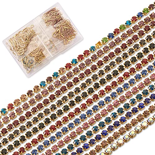 Craftdady Strass-Kette, 12 m, 12 Farben, 2,2 mm, Messing, Kristall, String, Besatz, Messing, für Schmuckherstellung, Handwerk, Dekoration Craftdady Strass-Kette, 12 m, 12 Farben, 2,2 mm, Messing, Kristall, String, Besatz, Messing, für Schmuckherstellung, Handwerk, Dekoration von Craftdady
