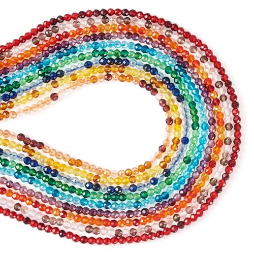 Craftdady Transparente Glasperlen, rund, facettiert, bunt, klein, lose Rocailles-Perlen für DIY-Schmuckherstellung, Armband, Halskette, Perlenzubehör, 2 mm Craftdady Transparente Glasperlen, rund, facettiert, bunt, klein, lose Rocailles-Perlen für DIY-Schmuckherstellung, Armband, Halskette, Perlenzubehör, 2 mm von Craftdady