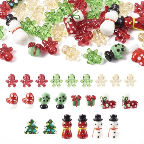 Craftdady Handgefertigte Weihnachts-Lampwork-Perlen, 46 Stück, Glas, Schneemann, Weihnachtsbaum, Perlen, Socken, Handschuhe, 10–26 mm, für DIY-Armbänder, Ohrringe, Schmuckherstellung Craftdady Handgefertigte Weihnachts-Lampwork-Perlen, 46 Stück, Glas, Schneemann, Weihnachtsbaum, Perlen, Socken, Handschuhe, 10–26 mm, für DIY-Armbänder, Ohrringe, Schmuckherstellung von Craftdady