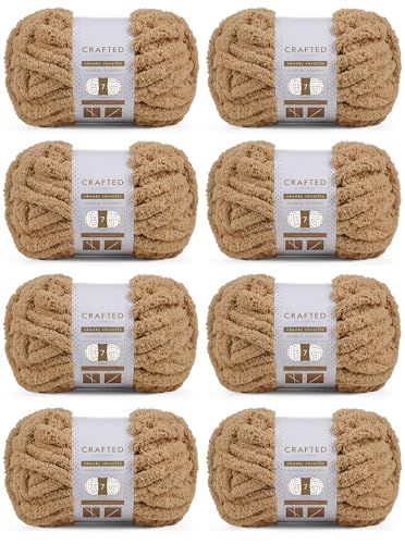 Crafted By Catherine Grobes Chenille-Garn, 8 Stück (227 g, 30 Meter pro Knäuel), Khaki, Stärke 7 Jumbo von Crafted by Catherine