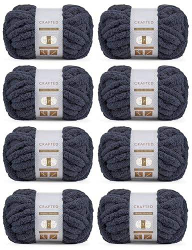 Crafted By Catherine Grobes Chenille-Garn, 8 Stück (227 g, 30 Meter pro Strang), Dunkelgrau, Stärke 7 Jumbo von Crafted by Catherine