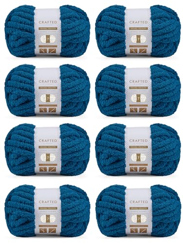 Crafted By Catherine Grobes Chenille-Garn, 8er-Pack (227 g, 30 Meter pro Strang), Türkis, Stärke 7 Jumbo von Crafted by Catherine