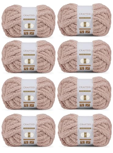 Crafted By Catherine Grobes Chenille-Garn, 8er-Pack (227 g, 30 m pro Strang), Beige, Stärke 7 Jumbo von Crafted by Catherine