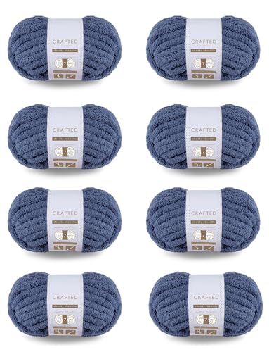 Crafted by Catherine Grobes Chenille-Garn, 8 Stück (227 g, 30 Meter pro Strang), Marineblau, Stärke 7 Jumbo von Crafted by Catherine