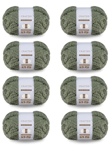 Crafted by Catherine Grobes Chenille-Garn, 8 Stück (227 g, 30 Meter pro Strang), Olivgrün, Stärke 7 Jumbo von Crafted by Catherine