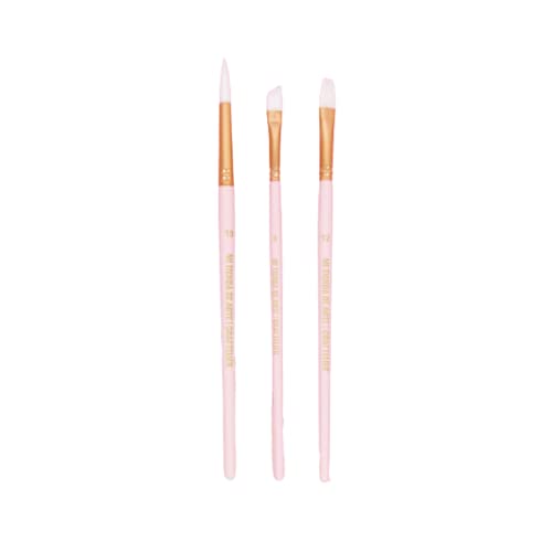 Craftelier - 3er Set Rosa Pinsel Größe M | Ideal für Aquarell und Goauche | Weißes Synthetikhaar und matt lackierter Holzstiel | Rund Nr.10, schräg Nr.8 und flach Nr.12 Craftelier - 3er Set Rosa Pinsel Größe M | Ideal für Aquarell und Goauche | Weißes Synthetikhaar und matt lackierter Holzstiel | Rund Nr.10, schräg Nr.8 und flach Nr.12 von Craftelier