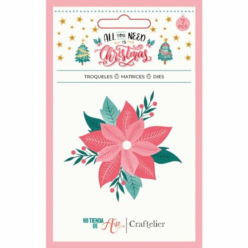 Craftelier - All You Need Is Christmas Poinsettia Die Cutter - Kompatibel mit verschiedenen Stanzmaschinen - Ungefähre Größe 8,14 x 8,39 cm (3.20"" x 3.30"") von Craftelier