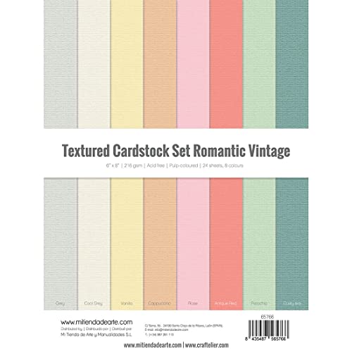 Craftelier - Set 24 Kartonbögen Romantic Vintage Textur für die Kartenherstellung, das Scrapbooking und andere Bastelprojekte | Gewicht 216 g | Größe 15,24 x 20,32 cm (6" x 8") von Craftelier