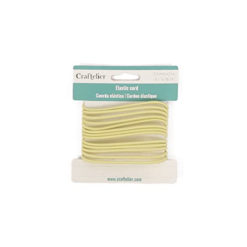 Craftelier - Elastische Gummischnur für Bastelarbeiten und Scrapbooking | Aus Latex und mit Polyesterfaden umwickelt | Durchmesser 2,5 mm und Länge 2 m - Farbe PastellGelb Craftelier - Elastische Gummischnur für Bastelarbeiten und Scrapbooking | Aus Latex und mit Polyesterfaden umwickelt | Durchmesser 2,5 mm und Länge 2 m - Farbe PastellGelb von Craftelier